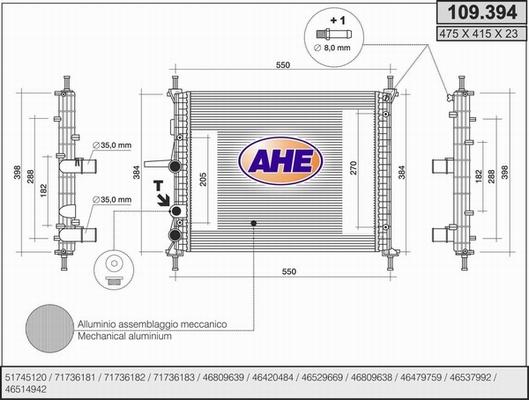 AHE 109.394 - Радиатор, охлаждане на двигателя vvparts.bg