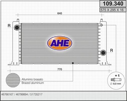 AHE 109.340 - Радиатор, охлаждане на двигателя vvparts.bg