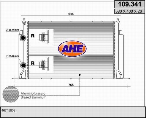 AHE 109.341 - Радиатор, охлаждане на двигателя vvparts.bg