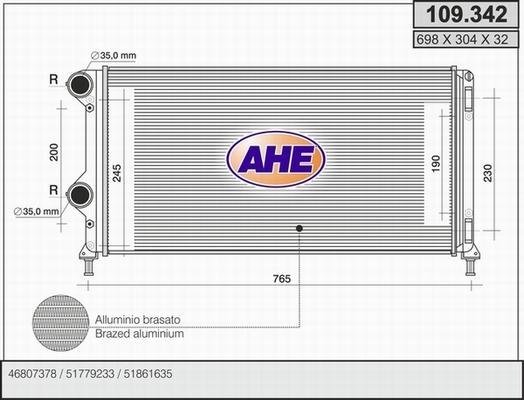 AHE 109.342 - Радиатор, охлаждане на двигателя vvparts.bg
