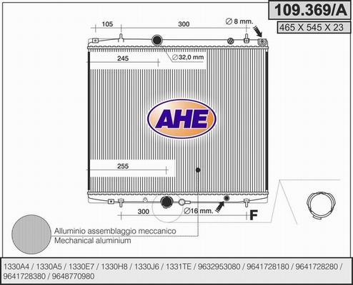 AHE 109.369/A - Радиатор, охлаждане на двигателя vvparts.bg