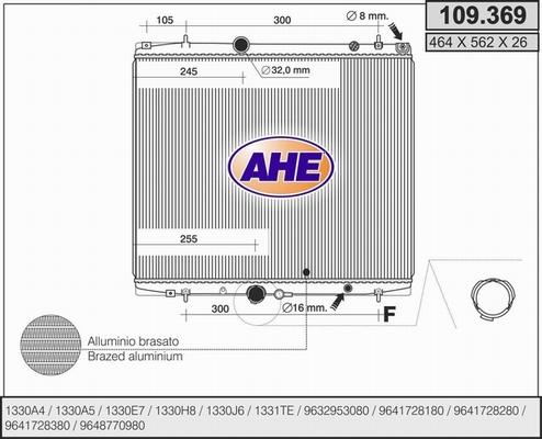AHE 109.369 - Радиатор, охлаждане на двигателя vvparts.bg