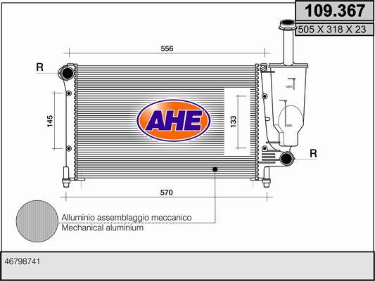 AHE 109.367 - Радиатор, охлаждане на двигателя vvparts.bg