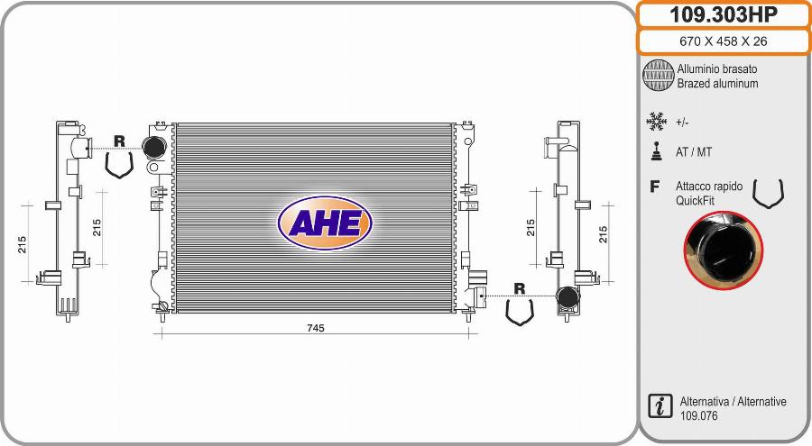 AHE 109.303HP - Радиатор, охлаждане на двигателя vvparts.bg