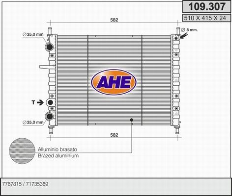 AHE 109.307 - Радиатор, охлаждане на двигателя vvparts.bg