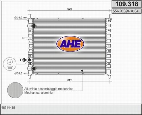 AHE 109.318 - Радиатор, охлаждане на двигателя vvparts.bg