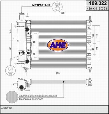 AHE 109.322 - Радиатор, охлаждане на двигателя vvparts.bg