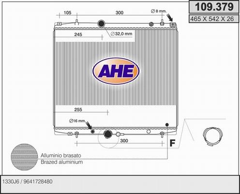 AHE 109.379 - Радиатор, охлаждане на двигателя vvparts.bg