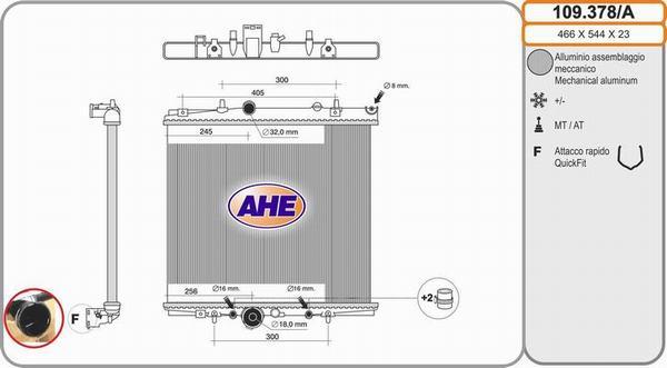 AHE 109.378/A - Радиатор, охлаждане на двигателя vvparts.bg