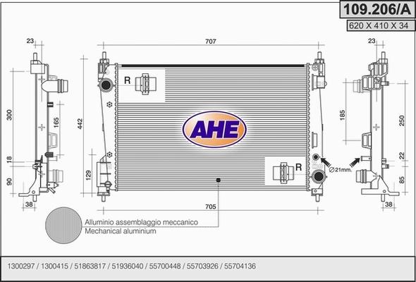 AHE 109.206/A - Радиатор, охлаждане на двигателя vvparts.bg