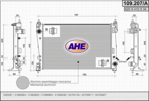 AHE 109.207/A - Радиатор, охлаждане на двигателя vvparts.bg