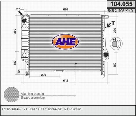 AHE 104.055 - Радиатор, охлаждане на двигателя vvparts.bg