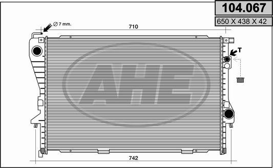 AHE 104.067 - Радиатор, охлаждане на двигателя vvparts.bg