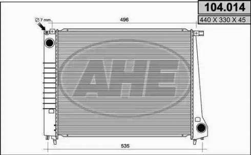 AHE 104.014 - Радиатор, охлаждане на двигателя vvparts.bg