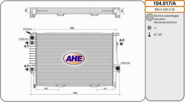 AHE 104.017/A - Радиатор, охлаждане на двигателя vvparts.bg