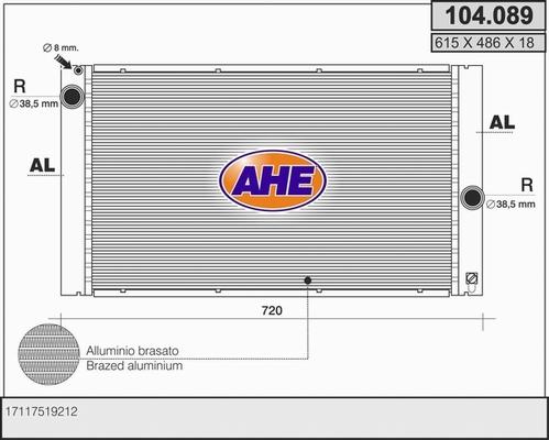 AHE 104.089 - Радиатор, охлаждане на двигателя vvparts.bg