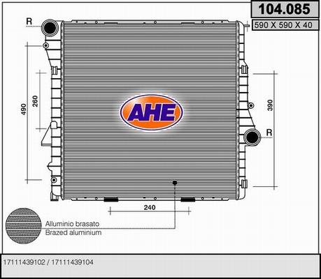 AHE 104.085 - Радиатор, охлаждане на двигателя vvparts.bg