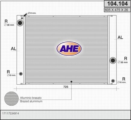 AHE 104.104 - Радиатор, охлаждане на двигателя vvparts.bg