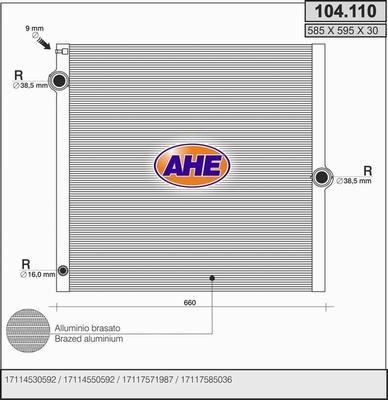 AHE 104.110 - Радиатор, охлаждане на двигателя vvparts.bg