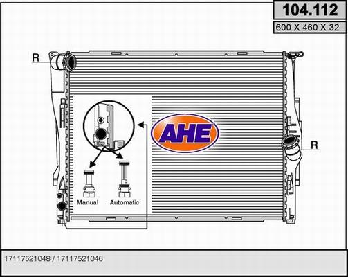 AHE 104.112 - Радиатор, охлаждане на двигателя vvparts.bg