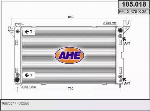 AHE 105018 - Радиатор, охлаждане на двигателя vvparts.bg