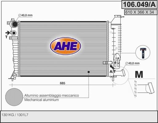 AHE 106.049/A - Радиатор, охлаждане на двигателя vvparts.bg
