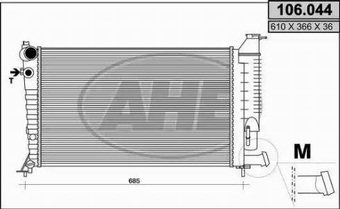 AHE 106.044 - Радиатор, охлаждане на двигателя vvparts.bg