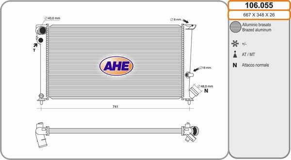 AHE 106.055 - Радиатор, охлаждане на двигателя vvparts.bg