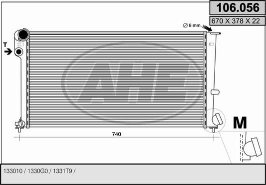 AHE 106.056 - Радиатор, охлаждане на двигателя vvparts.bg