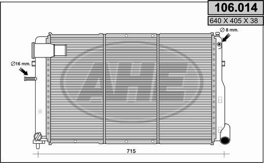 AHE 106014 - Радиатор, охлаждане на двигателя vvparts.bg