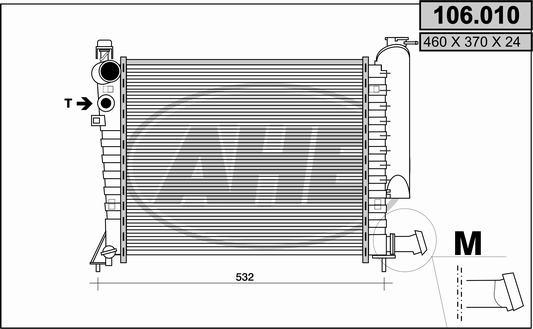 AHE 106.010 - Радиатор, охлаждане на двигателя vvparts.bg