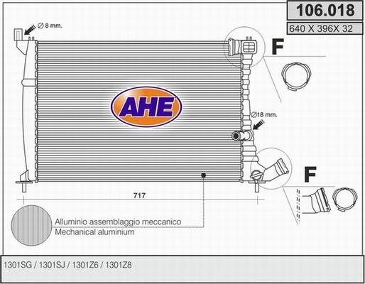 AHE 106.018 - Радиатор, охлаждане на двигателя vvparts.bg