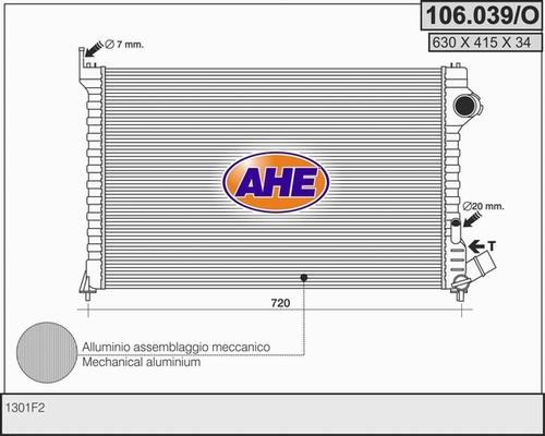 AHE 106.039/O - Радиатор, охлаждане на двигателя vvparts.bg