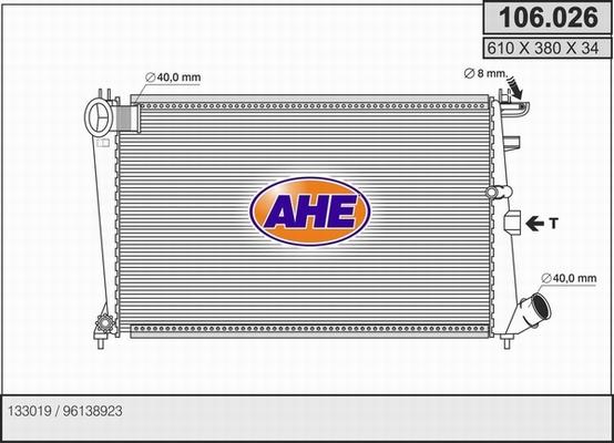 AHE 106.026 - Радиатор, охлаждане на двигателя vvparts.bg