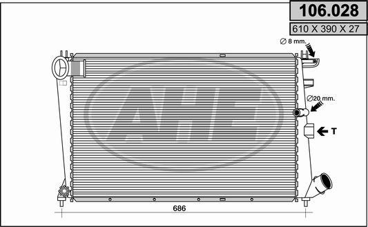 AHE 106.028 - Радиатор, охлаждане на двигателя vvparts.bg