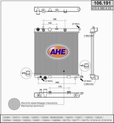 AHE 106.191 - Радиатор, охлаждане на двигателя vvparts.bg