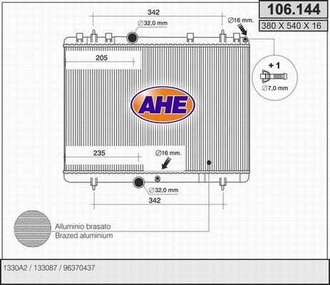 AHE 106.144 - Радиатор, охлаждане на двигателя vvparts.bg