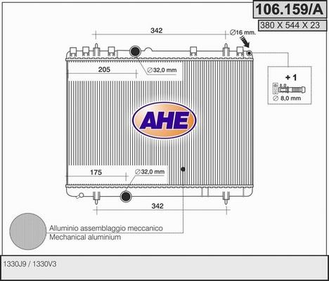 AHE 106.159/A - Радиатор, охлаждане на двигателя vvparts.bg