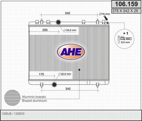 AHE 106.159 - Радиатор, охлаждане на двигателя vvparts.bg