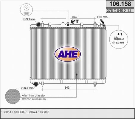 AHE 106.158 - Радиатор, охлаждане на двигателя vvparts.bg