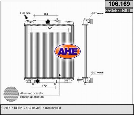 AHE 106.169 - Радиатор, охлаждане на двигателя vvparts.bg