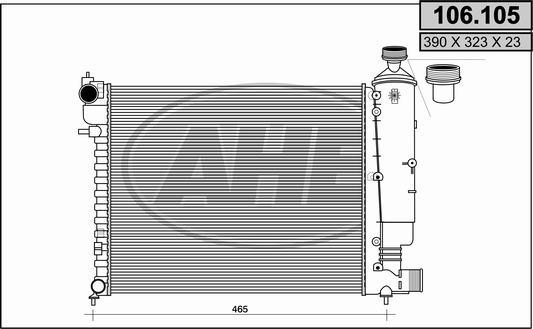 AHE 106.105 - Радиатор, охлаждане на двигателя vvparts.bg