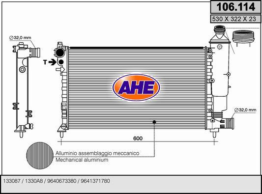 AHE 106.114 - Радиатор, охлаждане на двигателя vvparts.bg