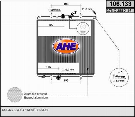 AHE 106.133 - Радиатор, охлаждане на двигателя vvparts.bg