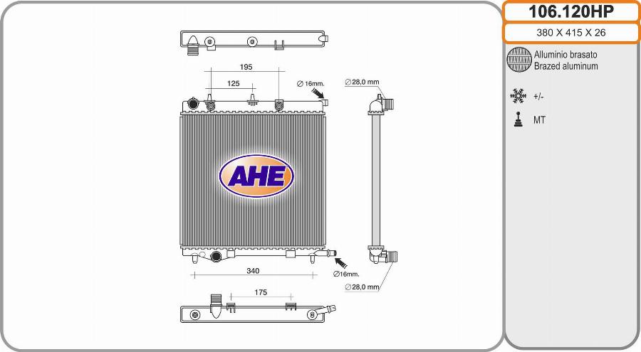 AHE 106.120HP - Радиатор, охлаждане на двигателя vvparts.bg