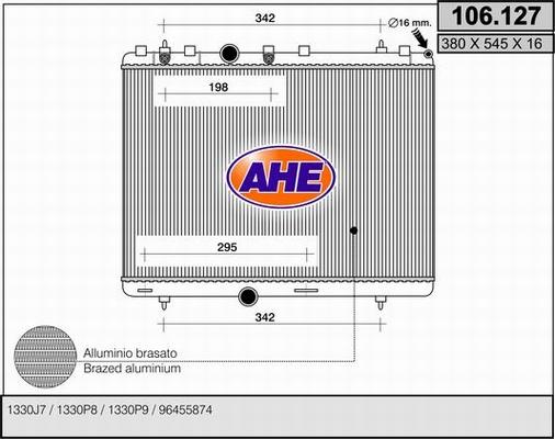 AHE 106.127 - Радиатор, охлаждане на двигателя vvparts.bg