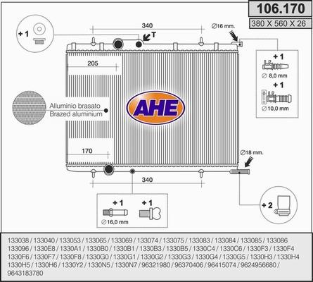 AHE 106.170 - Радиатор, охлаждане на двигателя vvparts.bg