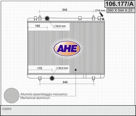 AHE 106.177/A - Радиатор, охлаждане на двигателя vvparts.bg