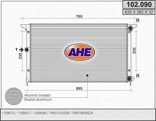 AHE 102.090 - Радиатор, охлаждане на двигателя vvparts.bg