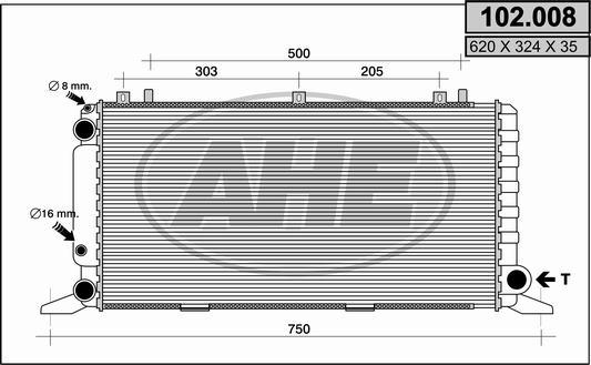 AHE 102008 - Радиатор, охлаждане на двигателя vvparts.bg